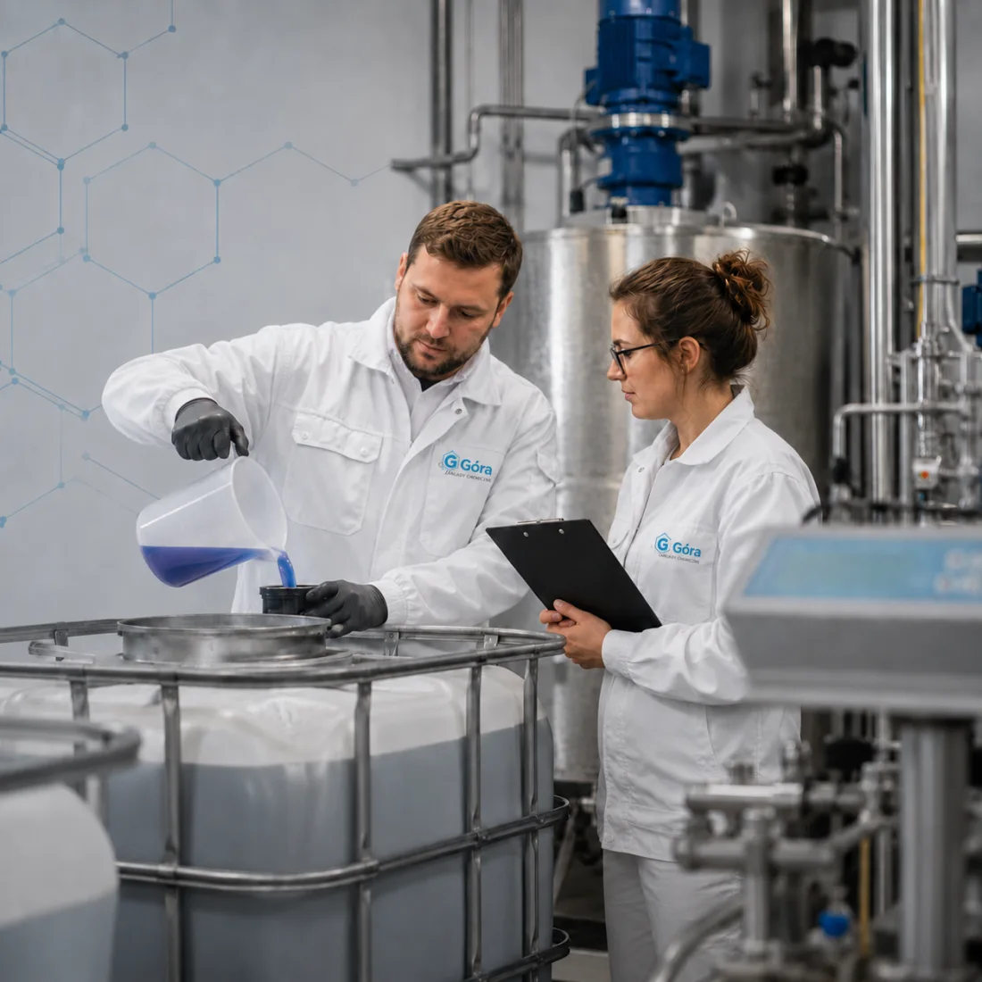 Zakłady Chemiczne G&Oacute;RA staff during production of cleaning and disinfection products